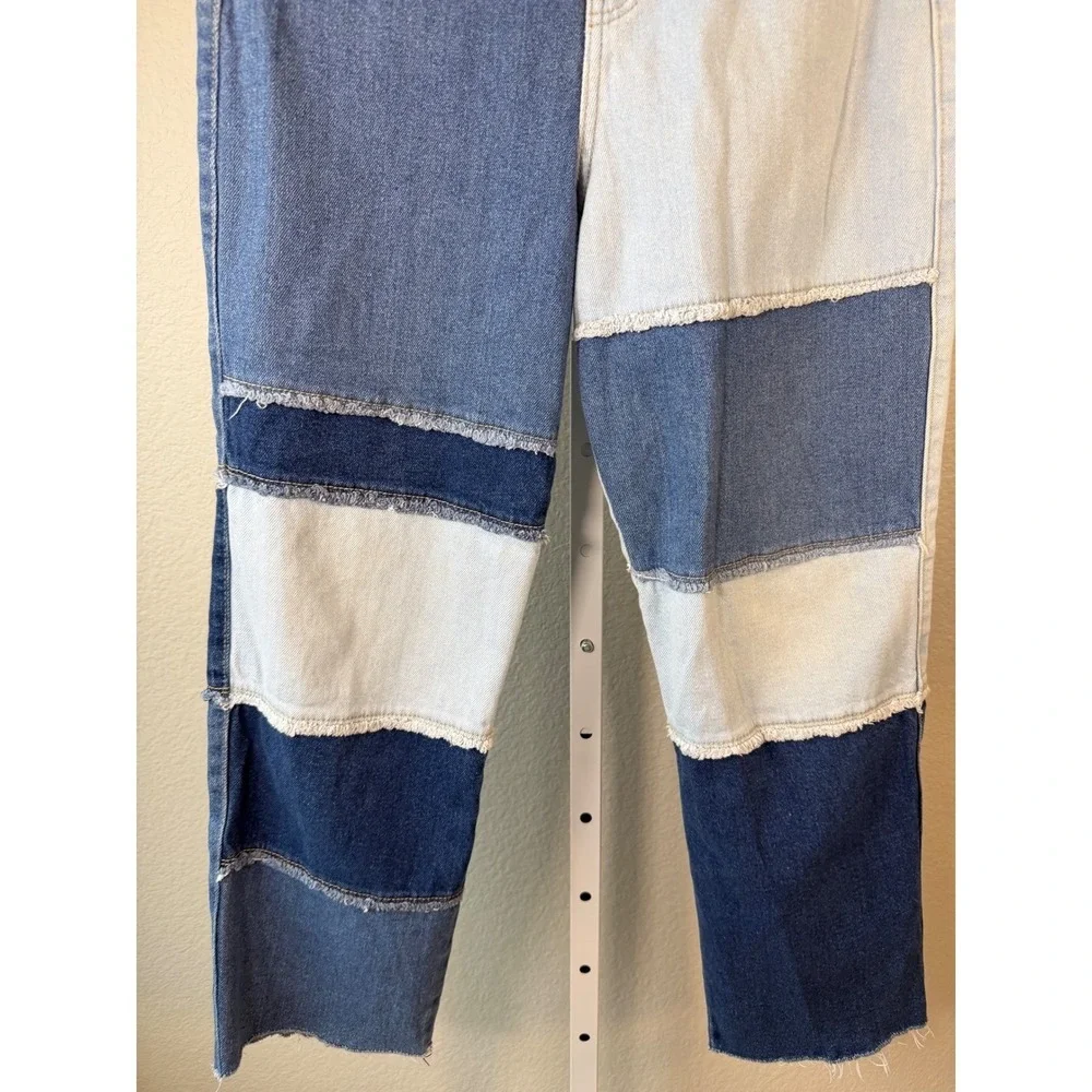 Hollister Ultra High-Rise Vintage Straight Patchwork Jeans Blue Multi Size 7R 28 - Picture 4 of 10